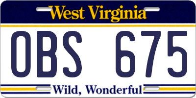 WV license plate OBS675