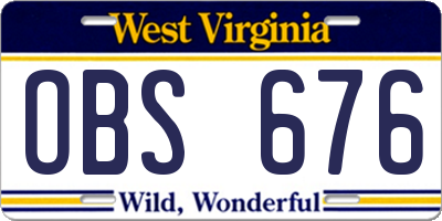 WV license plate OBS676
