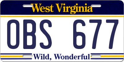 WV license plate OBS677