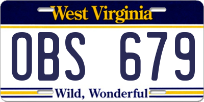 WV license plate OBS679