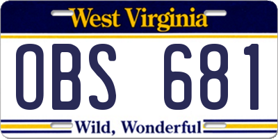 WV license plate OBS681