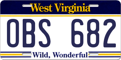 WV license plate OBS682