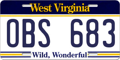 WV license plate OBS683