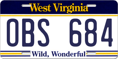 WV license plate OBS684