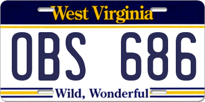WV license plate OBS686