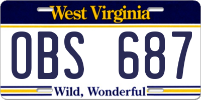 WV license plate OBS687