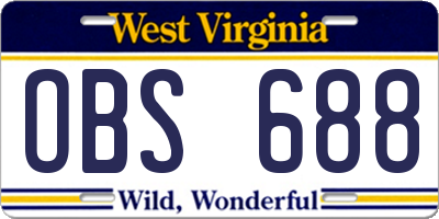WV license plate OBS688