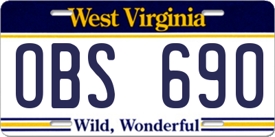 WV license plate OBS690