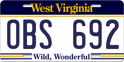 WV license plate OBS692
