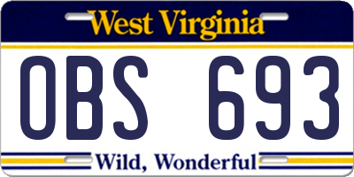 WV license plate OBS693