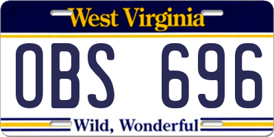 WV license plate OBS696