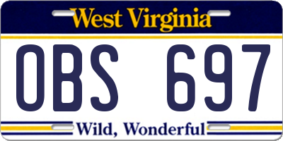 WV license plate OBS697