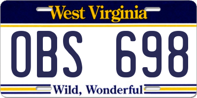 WV license plate OBS698