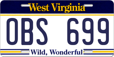 WV license plate OBS699