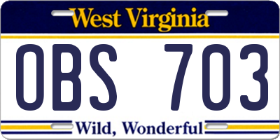 WV license plate OBS703