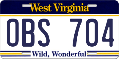 WV license plate OBS704