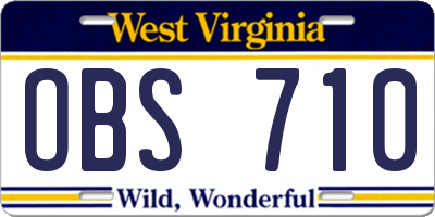 WV license plate OBS710
