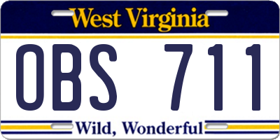 WV license plate OBS711