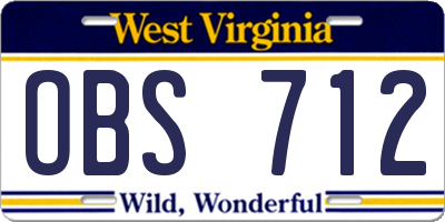 WV license plate OBS712