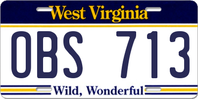 WV license plate OBS713