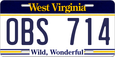 WV license plate OBS714