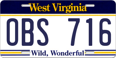 WV license plate OBS716