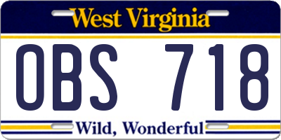 WV license plate OBS718