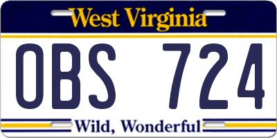 WV license plate OBS724