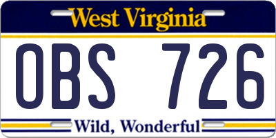 WV license plate OBS726