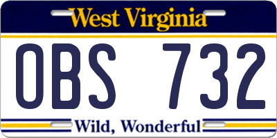 WV license plate OBS732