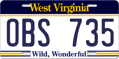WV license plate OBS735