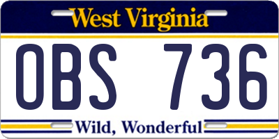 WV license plate OBS736