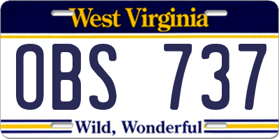 WV license plate OBS737