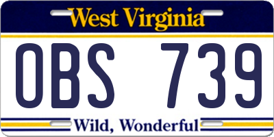 WV license plate OBS739
