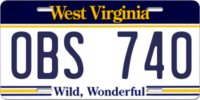 WV license plate OBS740