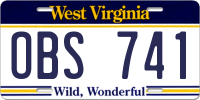 WV license plate OBS741