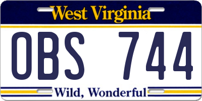 WV license plate OBS744