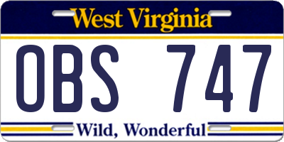WV license plate OBS747