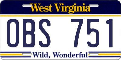 WV license plate OBS751