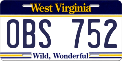 WV license plate OBS752