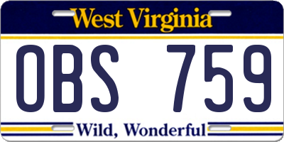 WV license plate OBS759