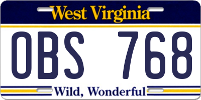 WV license plate OBS768
