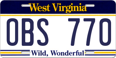 WV license plate OBS770