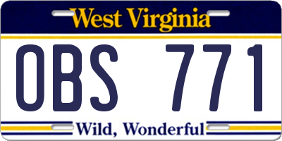 WV license plate OBS771
