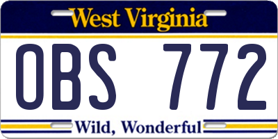 WV license plate OBS772