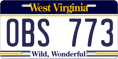 WV license plate OBS773