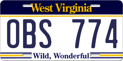 WV license plate OBS774