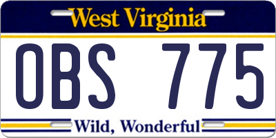 WV license plate OBS775