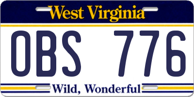 WV license plate OBS776