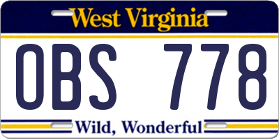 WV license plate OBS778